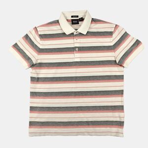 Hugo Boss Men’s Regular Fit Pima Cotton Striped Polo Shirt Size M White Red Gray